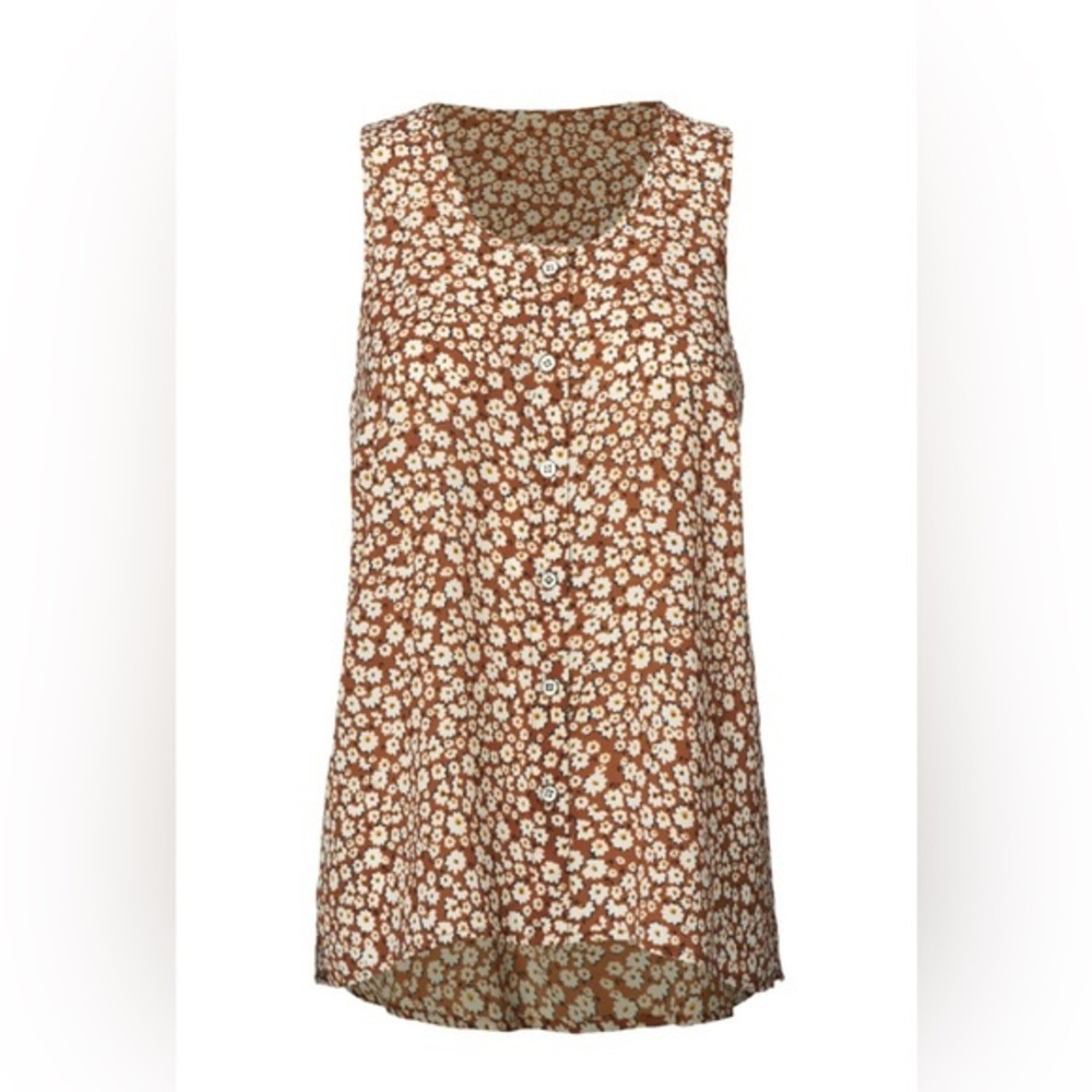 CAbi Brown Floral Sleeveless Top